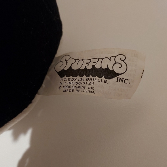 Vintage Christmas Stuffins Penguin Parachute Hat Scarf Present 1994 8" White Fur - Picture 5 of 9